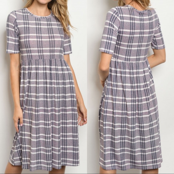 checkered midi dress